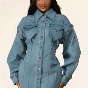 L'ATISTE Blue Denim Midi Dress